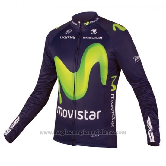 2016 Abbigliamento Ciclismo Movistar Verde e Blu Manica Lunga e Salopette